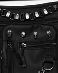 Punk Rave Unisex Cyberpunk Chained Skull Studded Hip Bag Waist Pack Belt