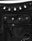 Punk Rave Unisex Cyberpunk Chained Skull Studded Hip Bag Waist Pack Belt