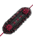 Devil Fashion Womens Gothic Lolita Rose Embellished Fascinator Headpiece - Black & Red