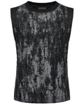 Punk Rave Mens Apocalyptic Gothic Broken Knit Tank Top Vest - Distressed Grey & Black