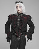 Devil Fashion Mens Apocalyptic Gothic Pirate Poet Shirt Top - Black & Red