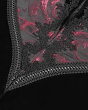 Eva Lady Womens Long Dark Baroque Gothic Velvet Gown Jacket - Black & Red