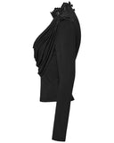 Punk Rave Daily Life Womens Elegant Gothic Swing Collar Lace Inset Top