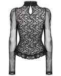 Punk Rave Womens Ornate Gothic Lace & Mesh Blouse Top