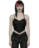 Punk Rave Womens Gothic Lace Applique Tie-Back Camisole Top