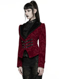 Punk Rave Womens Gothic Aristocrat Damask Velvet Frock Coat Jacket - Red