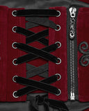 Punk Rave Womens Dark Gothic Aristocrat Embroidered Velvet Waist Cincher Corset - Red & Black