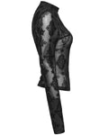 Punk Rave Womens Gothic Flocked Mesh Crucifix Top