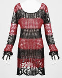 Punk Rave Shredded Knit Sweater - Black & Red