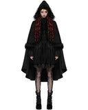 Dark In Love Womens Gothic Lolita Faux Fur Trim Hooded Cloak