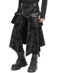 Devil Fashion Mens Apocalyptic Gothic Punk Chain Cargo Pocket Half Skirt Kilt