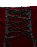 Punk Rave Womens Baroque Gothic Rose Embroidered Velvet Fishtail Skirt - Red & Black