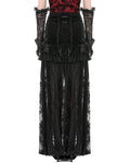 Dark In Love Womens Long Victorian Gothic Ruffled Velvet & Lace Maxi Skirt