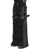 Devil Fashion Mens Dark Apocalyptic Punk Frayed Bullet Wide-Leg Pants