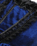 Dark In Love  Gothic Lolita Doll Layered Velvet & Lace Prom Dress - Blue & Black