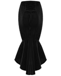 Punk Rave Womens Baroque Gothic Rose Embroidered Velvet Fishtail Skirt - Black