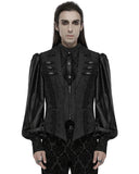 Punk Rave Mens Gothic Jacquard Rose Lace Applique Waistcoat Vest - Black