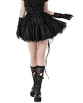 Dark In Love Dark Gothic Jacquard Lace Up Half Skirt