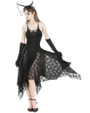 Dark In Love Dark Gothic Lace Applique Lace Up Sling Dress