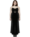 Punk Rave Plus Size Womens Gothic Velvet & Lace Dark Hearts Maxi Dress