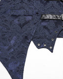 Punk Rave Mens Dark Victorian Gothic Damask Jacquard Waistcoat Vest - Blue