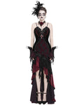 Eva Lady Womens Elegant Gothic Velvet & Lace Mermaid Evening Dress - Black & Red