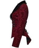 Punk Rave Womens Gothic Aristocrat Damask Velvet Frock Coat Jacket - Red