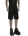 Punk Rave Mens Apocalyptic Punk Studded & Shredded Cutoff Shorts