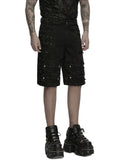 Punk Rave Mens Apocalyptic Punk Studded & Shredded Cutoff Shorts