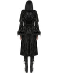 Punk Rave Womens Long Gothic Damask & Faux Fur Hooded Coat