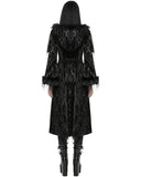 Punk Rave Womens Long Gothic Damask & Faux Fur Hooded Coat