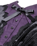 Dark In Love Gothic Velvet Batwing Collar Dress - Black & Purple