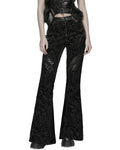 Punk Rave Womens Baroque Gothic Rose Flared Pants
