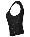 Punk Rave Womens Apocalyptic Punk Shredded Broken Knit Tank Top Vest