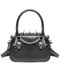 Devil Fashion Womens Gothic Punk Chained Skull Spiked Mini Handbag