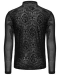 Punk Rave Mens Gothic Skull Cameo Mesh Long Sleeve Tee