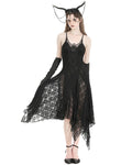 Dark In Love Dark Gothic Lace Applique Lace Up Sling Dress