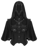 Eva Lady Dark Gothic Velvet Hooded Shrug Cloak Top - Black