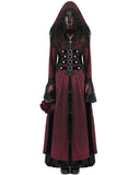 Devil Fashion Womens Long Gothic Fringed Hood Cloak Coat - Red & Black