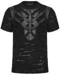Punk Rave Mens Apocalyptic Gothic Shredded Fishnet Inset T Shirt Top