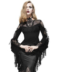 Eva Lady Gothic Lace Inset Applique Tunic Blouse Top