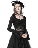 Dark In Love Gothic Jacquard Lace Blouse Top