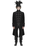 Devil Fashion Mens Eldermyst Long Gothic Overcoat - Black Chenille