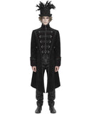 Devil Fashion Mens Eldermyst Long Gothic Overcoat - Black Chenille