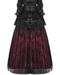 Eva Lady Womens Long Gothic Rose Velvet & Lace Embellished Maxi Skirt Red & Black