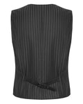 Devil Fashion Mens Tennyson Striped Gothic Waistcoat - Black