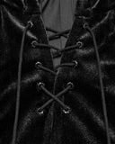 Punk Rave Daily Life Womens Velvet Gothic Lolita Hooded Split Tails Bolero Cape - Black