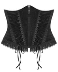Punk Rave Gothic Victorian Damask Cincher Corset - Extended Size Range - Black Velvet