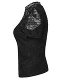 Punk Rave Womens Elegant Gothic Lace Overlayer Applique T-Shirt Top