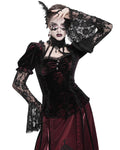 Eva Lady Womens Elegant Victorian Gothic Ruched Velvet & Lace Blouse Top